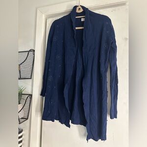 Women's Blue Open Front Sweater